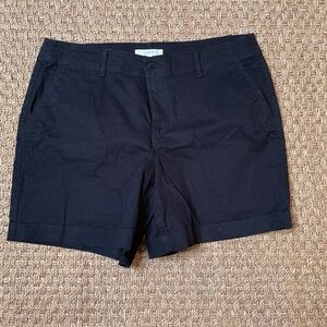 Loft Curvy The Washed Twill Short Inseam 6" Size 14 Black